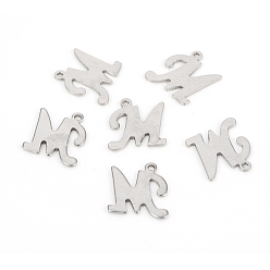 Letter M Не тускнеющие 201 подвески из нержавеющей стали, лазерная резка, буквы, цвет нержавеющей стали, letter.m: 14.5x13x1.2 мм, отверстие : 1 мм
