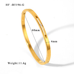 Настоящее золото 18K 304 Браслеты-кольца из нержавеющей стали с кубическим цирконием для женщин, кольцо, реальный 18 k позолоченный, внутренний диаметр: 2.36 дюйм (6 см)