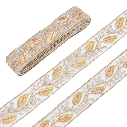 Золотистый Полиэстеровая лента с рисунком перьев, для пошива одежды из ткани аксессуары, золотые, 1-3/4 дюйм (44 мм)