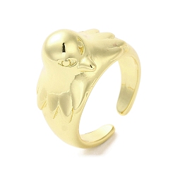 Real 18K Gold Plated Rack Plating Brass Finger Ring, Cuff Ring, Long-Lasting Plated, Cadmium Free & Lead Free, Bird, Real 18K Gold Plated, Inner Diameter: 18mm