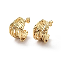 Золотой Вакуумное покрытие pvd 304 серьги-гвоздики из нержавеющей стали, сплит серьги, серьги-кольца, золотые, 19.5x12.5 мм