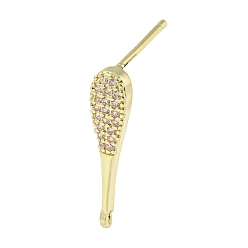 Echt 14 k vergoldet Ohrstecker aus Messing mit Zirkonia, Cadmiumfrei und Nickel frei und Bleifrei, Wassertropfen, echt 14 k vergoldet, 19.5x4.5 mm, Bohrung: 0.8 mm, Stift: 13 mm