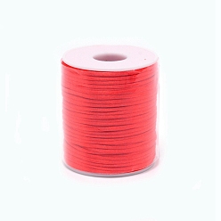 Red Polyester Cord, Satin Rattail Cord, with Spool, for Beading Jewelry Making, Red, 2.5mm, about 50m/roll