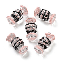 Pink Прозрачные бусины из акриловой эмали, бусины ручной работы, конфеты, розовые, 30.5x17 мм, отверстие : 2.5 мм