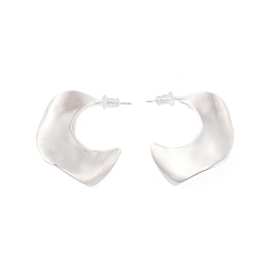 Platine Boucles d'oreilles en laiton de goujon, demi-cercle irrégulier, platine, 33x17mm