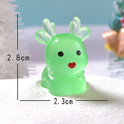 Весенне-зеленый Рождественские светящиеся украшения из микропейзажа из смолы, светится в темноте, олень, весенний зеленый, 28x23 мм