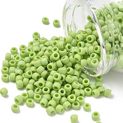 (404F) Lime Green Opaque Rainbow Matte Тохо 6/0 круглые бусины, японский бисер, (404 f) салатовый непрозрачный радужный матовый, 4 мм, отверстие : 1.5 мм, Около 840 шт / 50 г