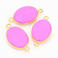 Howlite Natural Howlite Gemstone Links connectors, Oval, with Golden Tone Brass Findings, Dyed, 29x16x4mm, Hole: 1.5mm