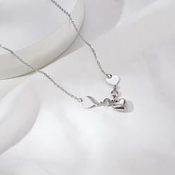 Нержавеющая Сталь Цвет Ожерелья с подвеской в виде сердца из нержавеющей стали для ежедневного ношения женщинами, цвет нержавеющей стали, 16.54 дюйм (42 см)