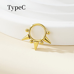 Золотой 316 хирургические кольца для носа из нержавеющей стали с шипами, конус, золотые, 10 мм, штифты : 1.2 мм