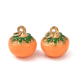 Orange 304 Stainless Steel Charms, with Orange Enamel, Fruits Charms, Ion Plating(IP), Golden, Orange, 12.5x13mm, Hole: 3mm