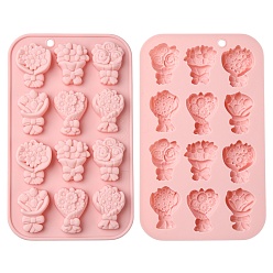 Pink 2Силиконовые формы для букетов из ПК, розовые, 175x108x12 мм