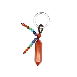 Красный Камень Брелок с подвеской в виде пули из натуральной красной яшмы, 7 тема чакр натуральный аметист, зеленый авантюрин, сердолик, тигровый глаз, содалит, красная яшма и синтетическая бирюза, брелок с кисточками, 8 см