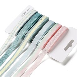 Темно-бирюзовый 18 ярдов 6 стилей полиэфирной ленты, для поделок своими руками, бантики для волос и украшение подарка, зеленая цветовая палитра, темные бирюзовый, 3/8~1/2 дюйм (9~12 мм), около 3 ярдов / стиль