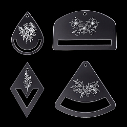 Mixed Shapes Акриловый швейный инструмент, цветок, разнообразные, 80~119x63~120x2.5 мм, отверстие : 5 мм, 1 шт / стиль