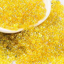 Золотистый Бисер из стекла , прозрачные цвета, AB цвет, арахис, золотые, 2~2.5x4x2 мм, отверстие : 0.8~0.9 мм, Около 15000 шт / фунт