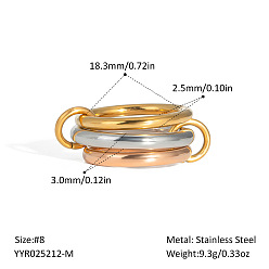 (52) Непрозрачная лаванда Кольца из нержавеющей стали, соединяющиеся между собой, для женщин, разноцветные, кольцо 1: 2.5мм, кольцо 2: 3мм, размер США 8 1/4 (18.3 мм)