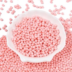 Светло-Коралловый Непрозрачная выпечка окрашены стеклянные бусины, круглые, свет коралловый, 4~4.5x3.5~4 мм, отверстие : 0.9~1 мм, Около 4500 шт / фунт