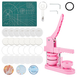 Бледно-Розовый Набор для самостоятельного изготовления пуговиц, машина для изготовления вращающихся кнопок для бейджей своими руками, принадлежности для изготовления круглых значков, розовый жемчуг, 23x22x37 см