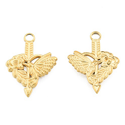 Real 18K Gold Plated Ion Plating(IP) 201 Stainless Steel Pendant Rhinestone Settings, Flower with Birds, Real 18K Gold Plated, Fit For 1.8mm Rhinestone, 22.5x16.5x2mm, Hole: 2.5mm