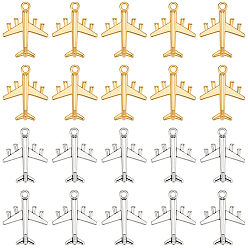 Античный Серебристый & Золотой 60 шт 2 цвета подвески из сплава в тибетском стиле, самолет, старинное серебро & золотой, 27x22x4 мм, отверстие : 2.2 мм, 30 шт / цвет