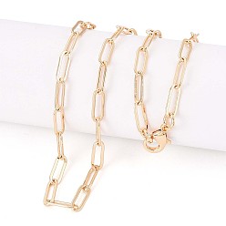 Настоящее золото 18K Латунные скрепки, изготовление колье из вытянутых удлиненных кабельных цепочек, с карабин-лобстерами , реальный 18 k позолоченный, 18.11 дюйм (46 см) в длину, ссылка: 9.6x3.6 mm, Перейти кольцо: 5x1 мм