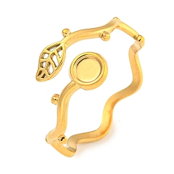 Настоящее золото 18K Ионное покрытие (ip) 304 компоненты кольца манжеты из нержавеющей стали, настройки кольца чашки безеля, плоский круглый и листовой, реальный 18 k позолоченный, лоток : 3 мм, 11 мм, внутренний диаметр: 17 мм