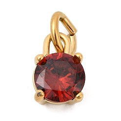 Темно-Красный Тема "камень дня рождения" на январь 304 подвески из нержавеющей стали, круглые, с k 9 стеклом, ионное покрытие (ip), полировка, с целью перехода в кольце, граненые, золотые, темно-красный, 10.5x7x6 мм, отверстие : 2.2x4.4 мм