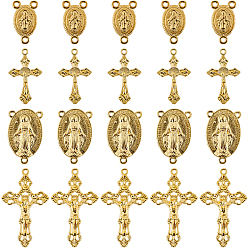 Золотой Набор для самостоятельного изготовления ювелирных изделий на религиозную тематику, включая звенья и подвески для люстр из сплава в тибетском стиле, овальный и крест, золотые, 40 шт / коробка