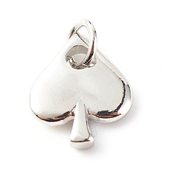 Платина Латунные подвески, с целью перехода в кольце, без кадмия и без свинца, пиковая карта, сердце, платина, 17x12x2.5 мм, отверстие : 4.4 мм