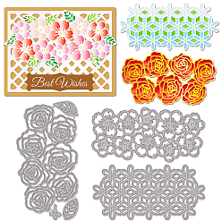 Цветок Углеродистая сталь разрезает трафареты, для diy scrapbooking, Фотоальбом, декоративная бумага для тиснения, цвет нержавеющей стали, цветок, 65~73x132~139x0.8 мм, 3 шт / комплект