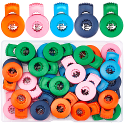 Gemischte Farbe 30 Stück 5 Farben Kunststoff Federkordelstopper Zylinder, 1-Loch, Gemischte Farbe, 26.5x18x7 mm, Bohrung: 5 mm, 6 Stück / Stil
