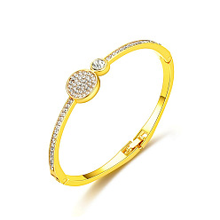 Золотой Браслеты-шарниры из сплава с кристаллами и стразами для женщин, плоско-круглые, золотые, внутренний диаметр: 2-3/8 дюйм (6 см)