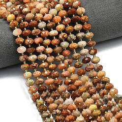 Сумасшедший Агат Нити бусин натурального красного агата, граненые, рондель, с бисером, 8.5~10x5.5~6.5 мм, отверстие : 1 мм, около 43~45 шт / нитка, 15.35'' (39 см)