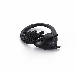 Черный Цвет Металла Мужские кольца из сплава на запястье, открытые кольца, без кадмия и без свинца, дракон, металлический черный , размер США 9 1/4 (19.1 мм)