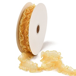 Оранжевый 20 ярдов полиэстеровой плиссированной эластичной кружевной отделки, отделка оборками для изготовления банта, оранжевые, 1-1/4 дюйм (33 мм)