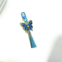 Темно-Голубой Пластиковые бабочки подвесные украшения, подвеска-кисточка для рюкзака, брелок, украшения, глубокое синее небо, 115 мм