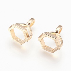 Golden Brass Hexagon Bead Cap Bails, for Point Gemstone Pendant Making, Lead Free & Cadmium Free & Nickel Free, Long-Lasting Plated, Golden, 15.5x13x11mm, Hole: 2.5x4.5mm