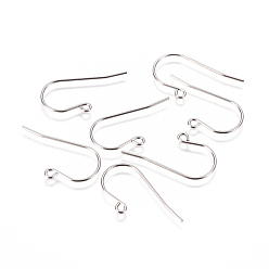 Stainless Steel Color 304 Stainless Steel Earring Hooks, with Horizontal Loop, Stainless Steel Color, 27.5x16.5x0.8mm, Hole: 1.8mm, 21 Gauge, Pin: 0.7mm