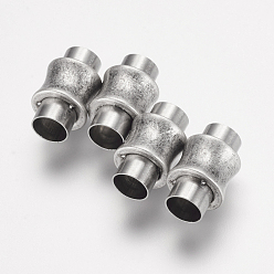 Argent Antique 304 fermoirs magnétiques en acier inoxydable avec extrémités à coller, vase, argent antique, 16.5x10mm, Trou: 6mm