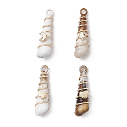 (52) Непрозрачная лаванда Подвески из меди, акрила и пластика, форма раковины, разноцветные, 38.5x11x12~14 мм, отверстие : 3 мм