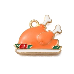 Цыпленок Тематика дня благодарения стойка гальваническое покрытие сплав эмаль подвески, золотые, цыпленок, 18x21.5x3 мм, отверстие : 2 мм