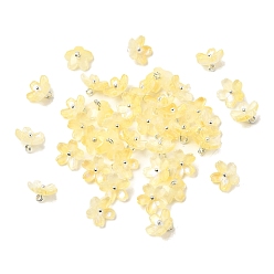 Золотистый Стеклянные прелести, цветок, с латунной петлей платинового тона и блестящей пудрой, градиент цвета, золотые, 11x11x7 мм, отверстие : 1.8 мм