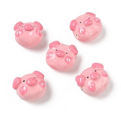 Pink Бусины из полимерной глины , свинья, розовые, 16~17.5x18~20x14.5~16.5 мм, отверстие : 1.6~1.8 мм