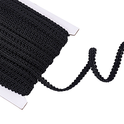 Black 2Bags Polyester Lace Trim, Wavy Trimming for Home Textile Decoration, Black, 1/4 inch(8mm)