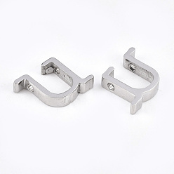 Letter U 304 Stainless Steel Pendants, Stainless Steel Color, Letter, Letter.U, 12x12x3mm, Hole: 1.8mm