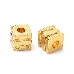Golden Messing Perlen, gerillter Würfel, Gestell, langlebig überzogen, golden, 5x5x5 mm, Bohrung: 2 mm