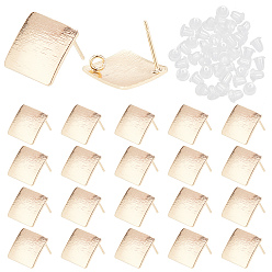 Настоящее золото 18K 24 шт. латунные серьги-гвоздики, с вертикальными петлями, ромб, с 50 пластиковыми ушными гайками, реальный 18 k позолоченный, 17.5x17.5 мм, отверстие : 1.5 мм, штифты : 0.5 мм