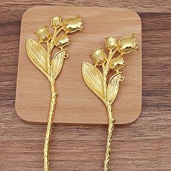 Golden Ancient Style Alloy Hair Stick Finding, for DIY Jewelry Accessories, Flower, Golden, 175x49mm, 10pcs/set