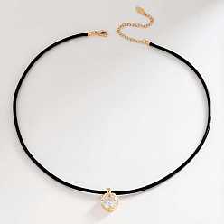 Прозрачный 304 Шестиугольный кулон из нержавеющей стали и стекла, ожерелье на вощёном шнурке для женщин, золотые, прозрачные, 17.72 дюйм (45 см)